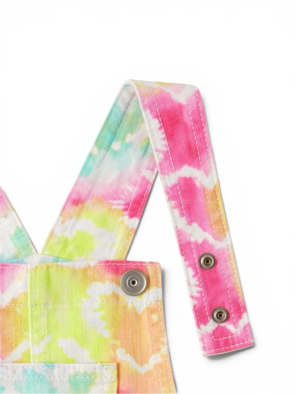 Children’s Place Rainbow Tie Dye Heart Twill Shortalls Overalls Jumper 6X/7